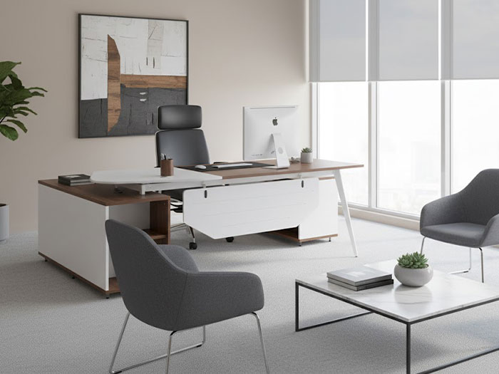 Bàn giám đốc chân sắt hiện đại