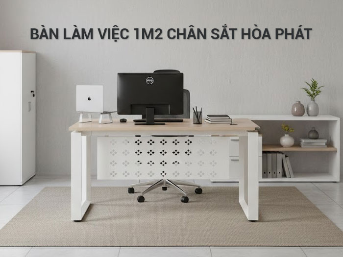 Bàn làm việc 1m2 chân sắt