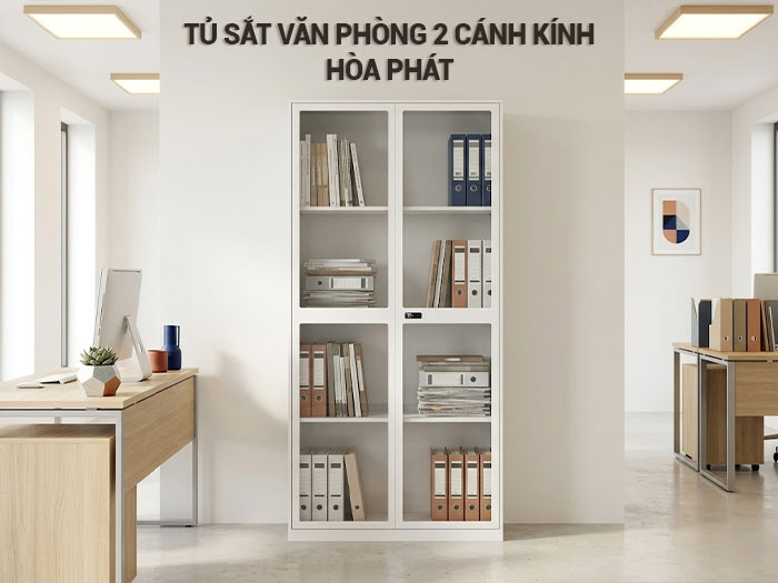 Tủ sắt văn phòng 2 cánh kính